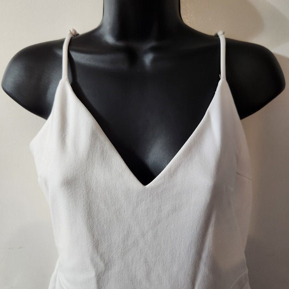 Lulus Women Strictly Romance Satin Asymmetrical Tiered Midi Dress White  L - Picture 2 of 10